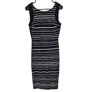 White House Black Market Striped Sleeveless  Midi  Sheath  Fitted Dress  Size  4
